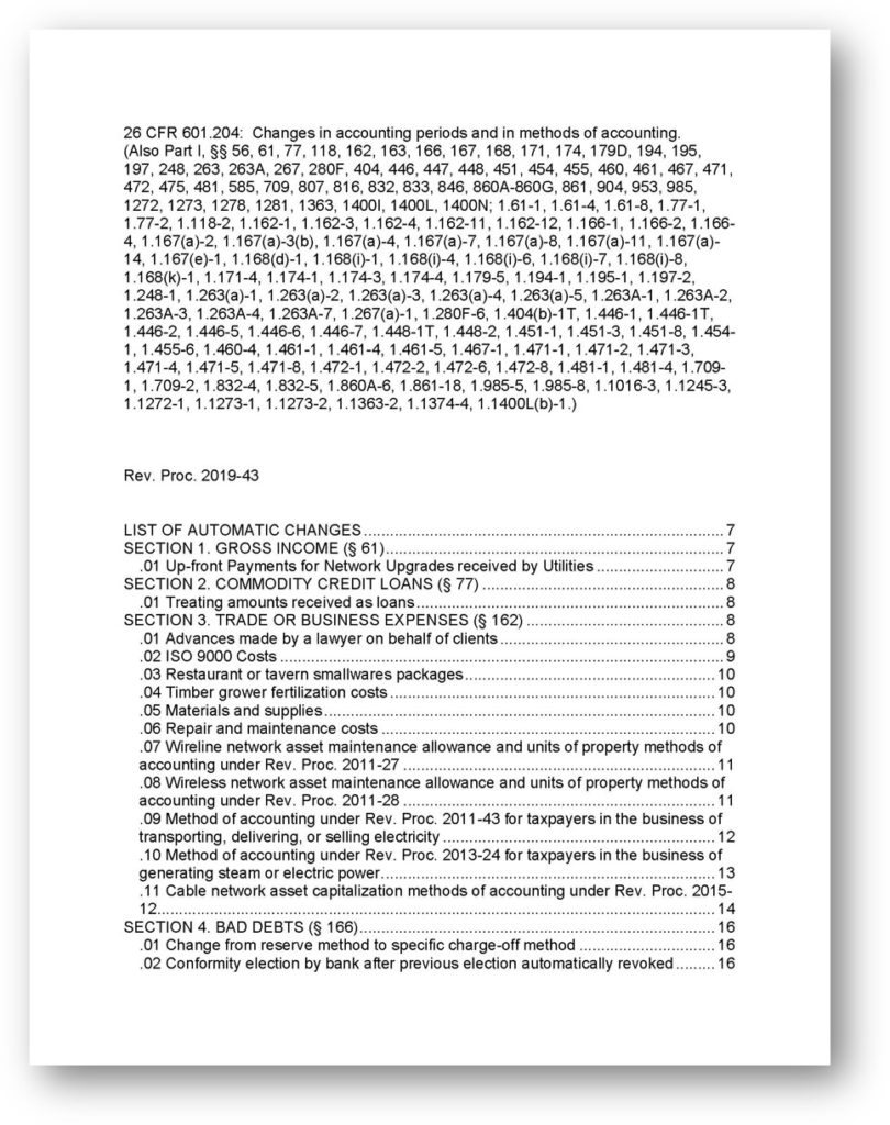 IRS Publishes Updated List of Automatic Accounting Method Changes in