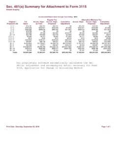 Form 3115-481(a) Summary Table